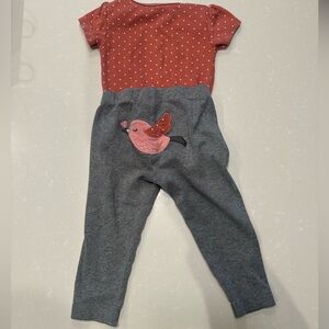 Carter's Terracotta Polka Dot Baby Onesie and Gray Leggings. Size 12 Months